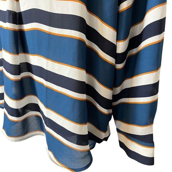 Ann Taylor Factory Womens Striped Long Sleeve V-Neck Career Blouse Top Shirt XL - Picture 8 of 16